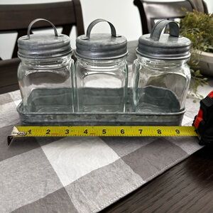 Set of Three Glass Jars with Metal Lids